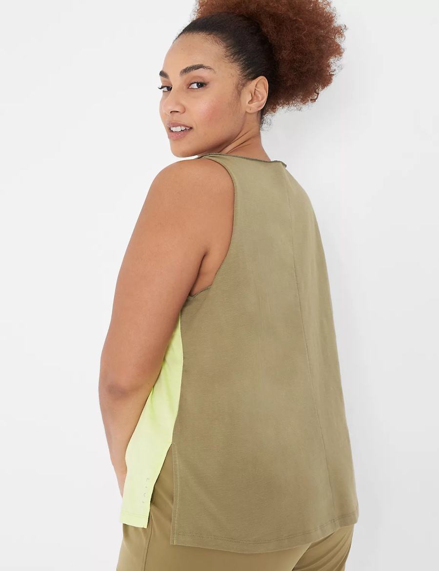 Light Green Lane Bryant LIVI Boatneck Twist-Shoulder Women Tank Top | OFC9340NE