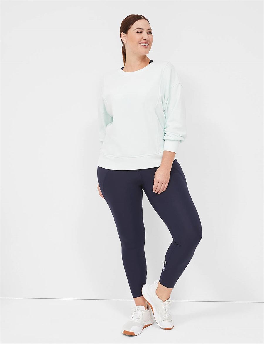 Light Green Lane Bryant LIVI Crew-Neck French Terry Washed Women Sweatshirts | NLY1254UT