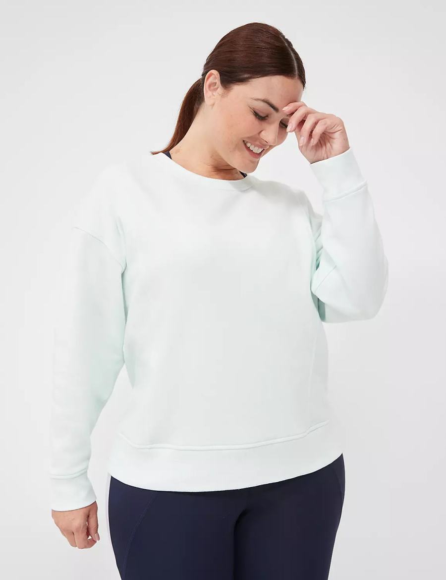 Light Green Lane Bryant LIVI Crew-Neck French Terry Washed Women Sweatshirts | NLY1254UT