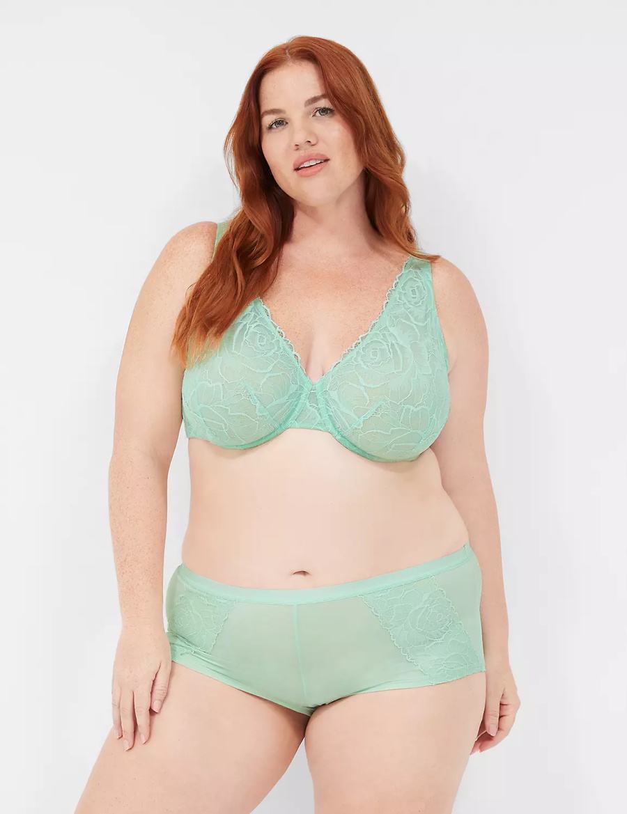 Light Green Lane Bryant Lace Unlined Full Coverage Women Bralettes | VMH7266RN