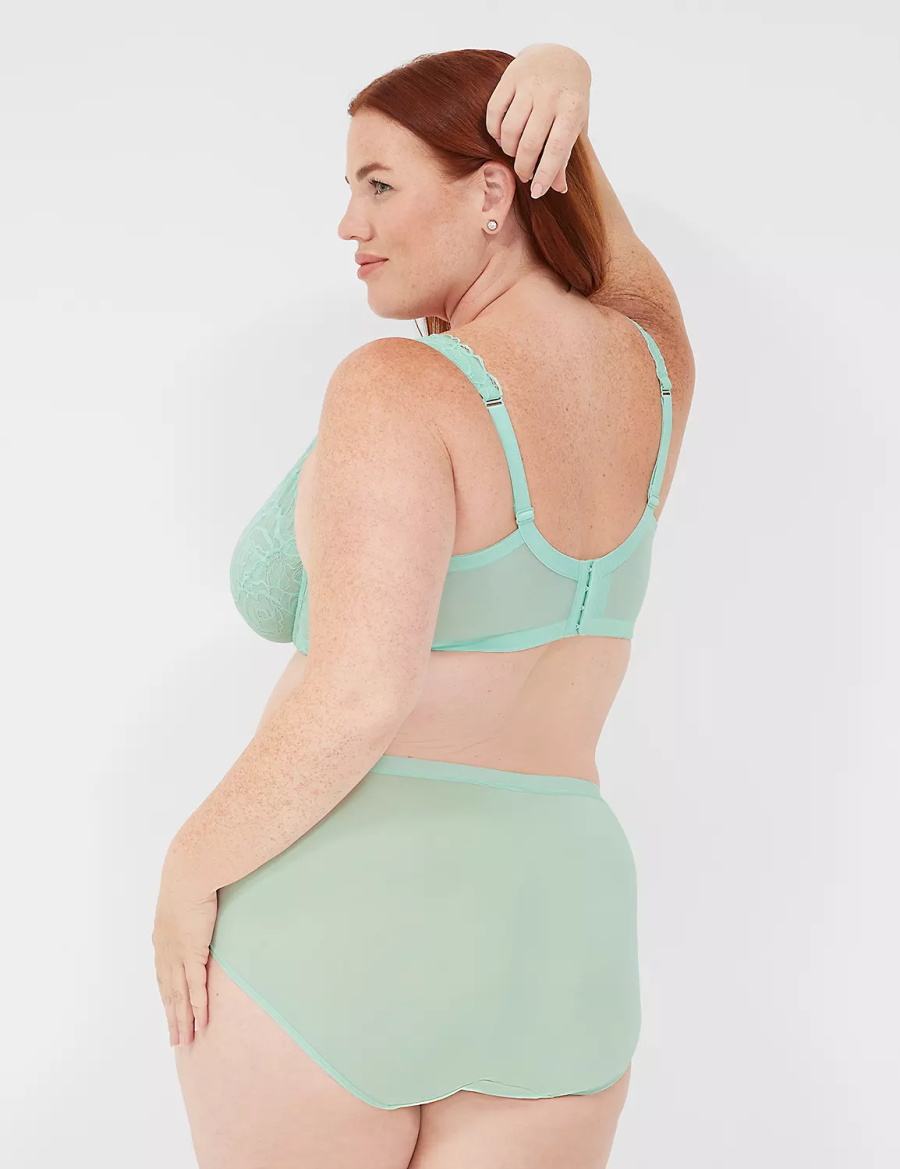 Light Green Lane Bryant No-Show Full with Lace Women Briefs | HHR6783HG