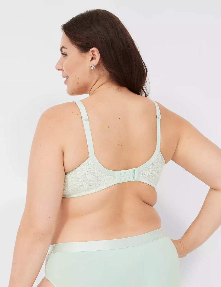 Light Green Lane Bryant Plunge with Lace Women Unlined Bra | SHE6877PY