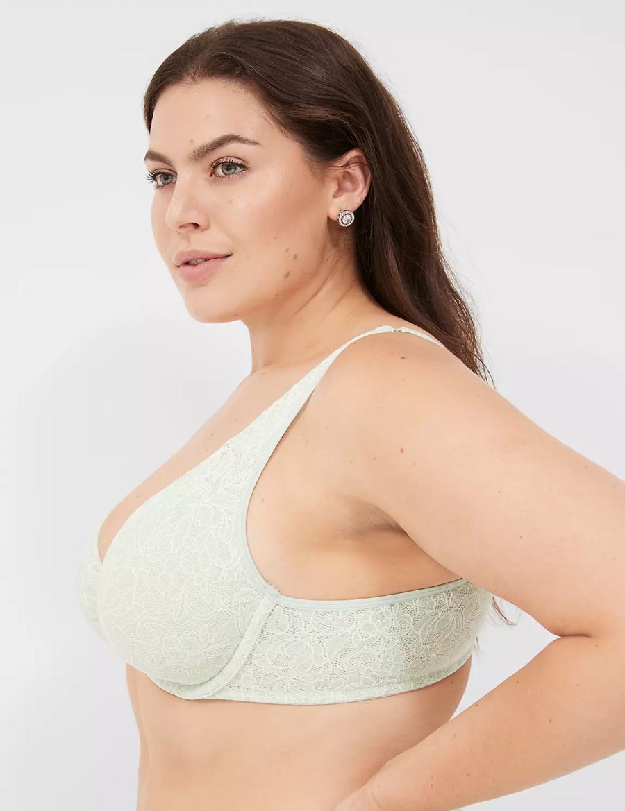 Light Green Lane Bryant Plunge with Lace Women Unlined Bra | SHE6877PY