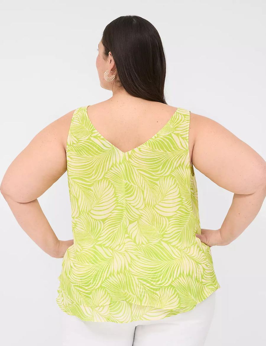 Light Green Lane Bryant Swing Double-Layer Chiffon Women Tank Top | EAM7446WD