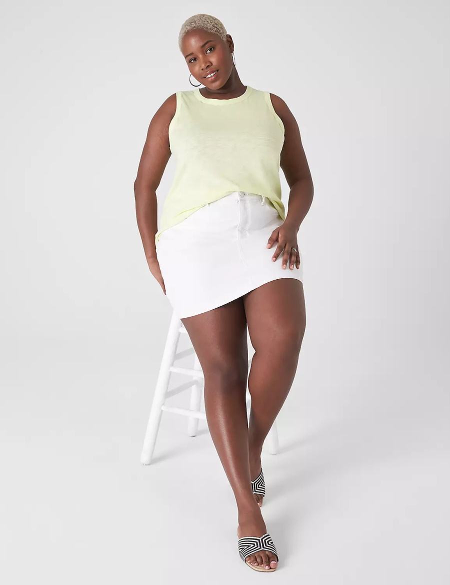 Light Green Yellow Lane Bryant Crew-Neck Women Tank Top | EDP2443PW