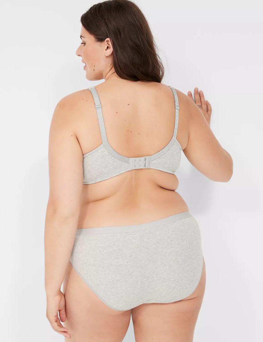 Light Grey Lane Bryant Cotton With Lace Waist Women Hipster Panty | JBM4283SI