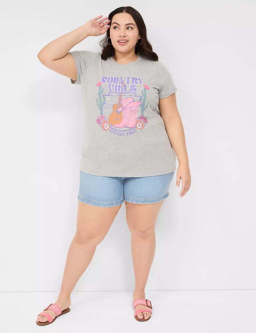 Light Grey Lane Bryant Country Vibes Graphic Tee Women T Shirts | GJO1028NQ