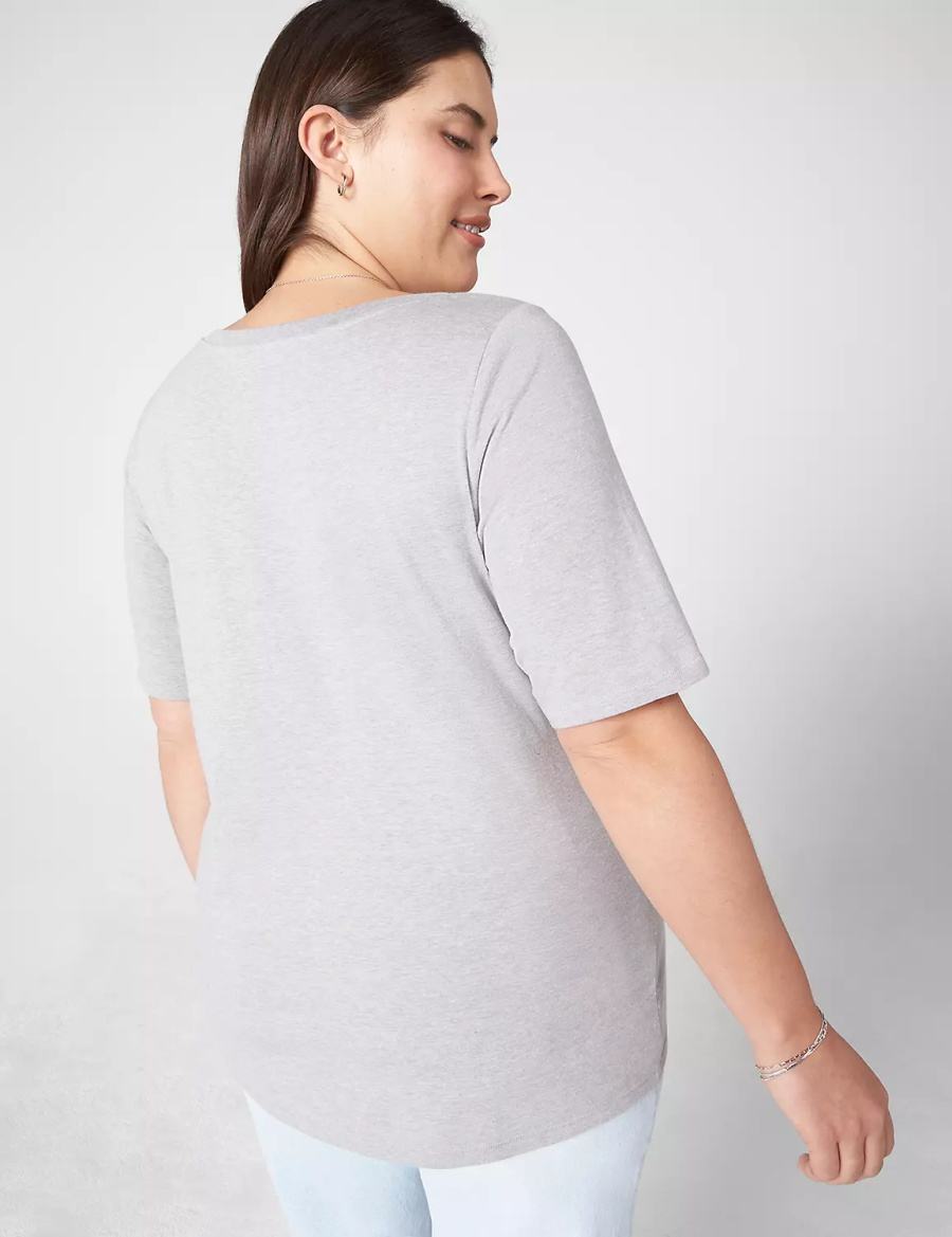 Light Grey Lane Bryant Essential V-Neck Tee Women Tank Top | NQB9697WB