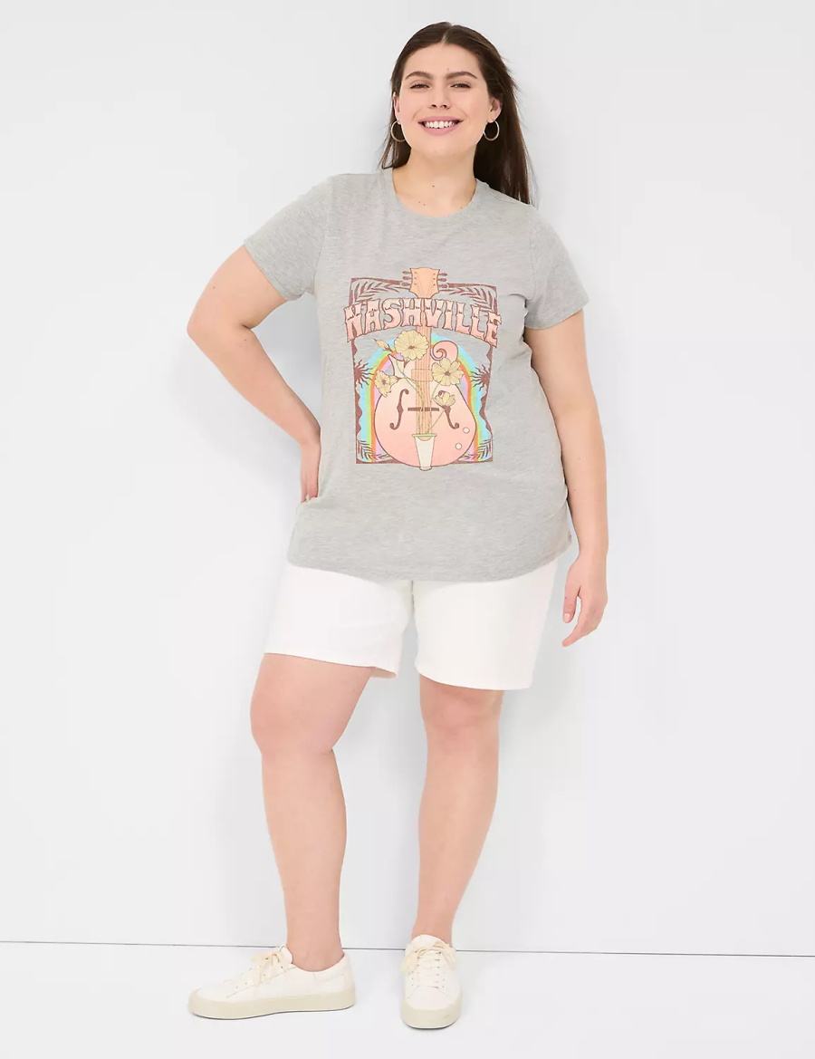 Light Grey Lane Bryant Nashville Graphic Tee Women T Shirts | RDW906QS