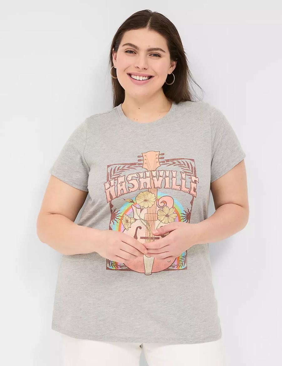 Light Grey Lane Bryant Nashville Graphic Tee Women T Shirts | RDW906QS