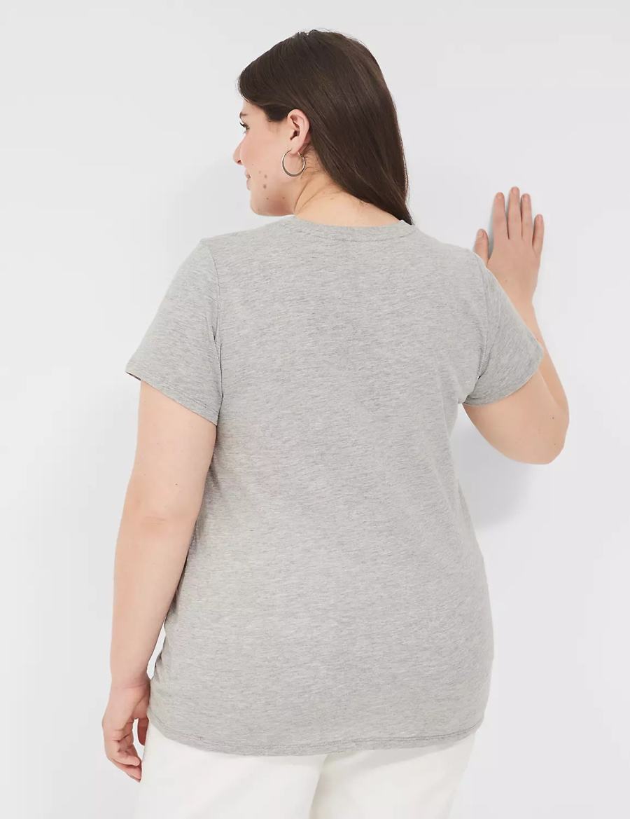 Light Grey Lane Bryant Pride Embroidered More Love Graphic Tee Women T Shirts | PJR5428FD