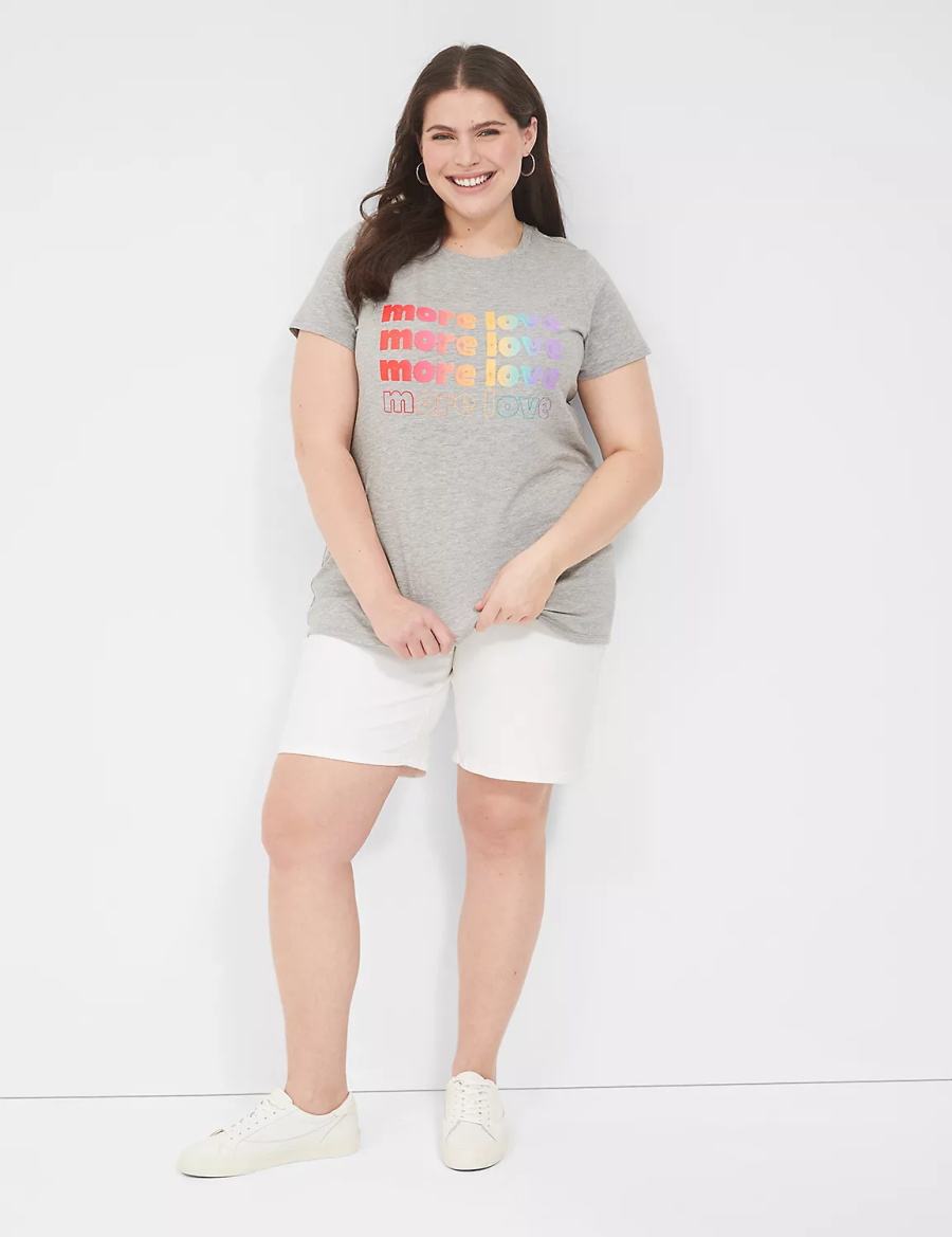 Light Grey Lane Bryant Pride Embroidered More Love Graphic Tee Women T Shirts | PJR5428FD