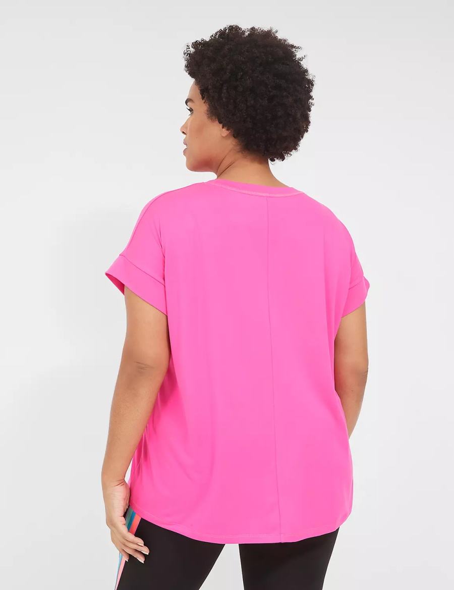 Light Pink Lane Bryant LIVI Soft Crew-Neck Recycled Tee Women T Shirts | LWG6591GS