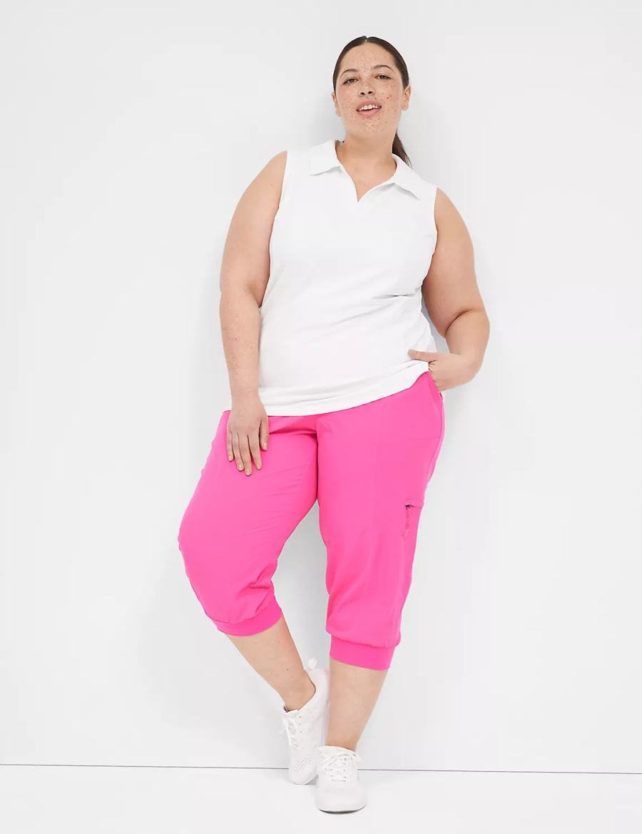 Light Pink Lane Bryant LIVI Stretch Woven Capri Women Joggers | BGV8947JM