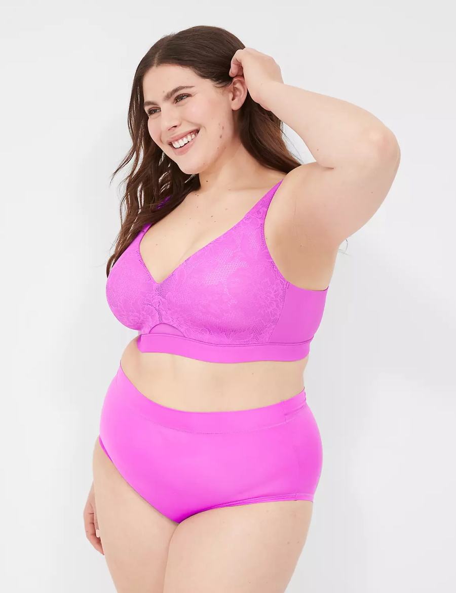 Light Purple Lane Bryant Comfort Bliss Lightly Lined No-Wire Women Bralettes | SRQ8938DB