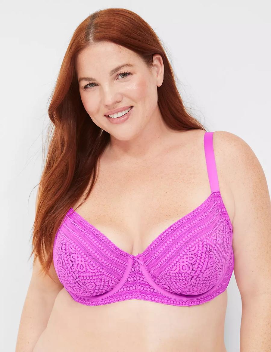 Light Purple Lane Bryant Unlined with Lace Women Balconette Bra | VMH4990IF