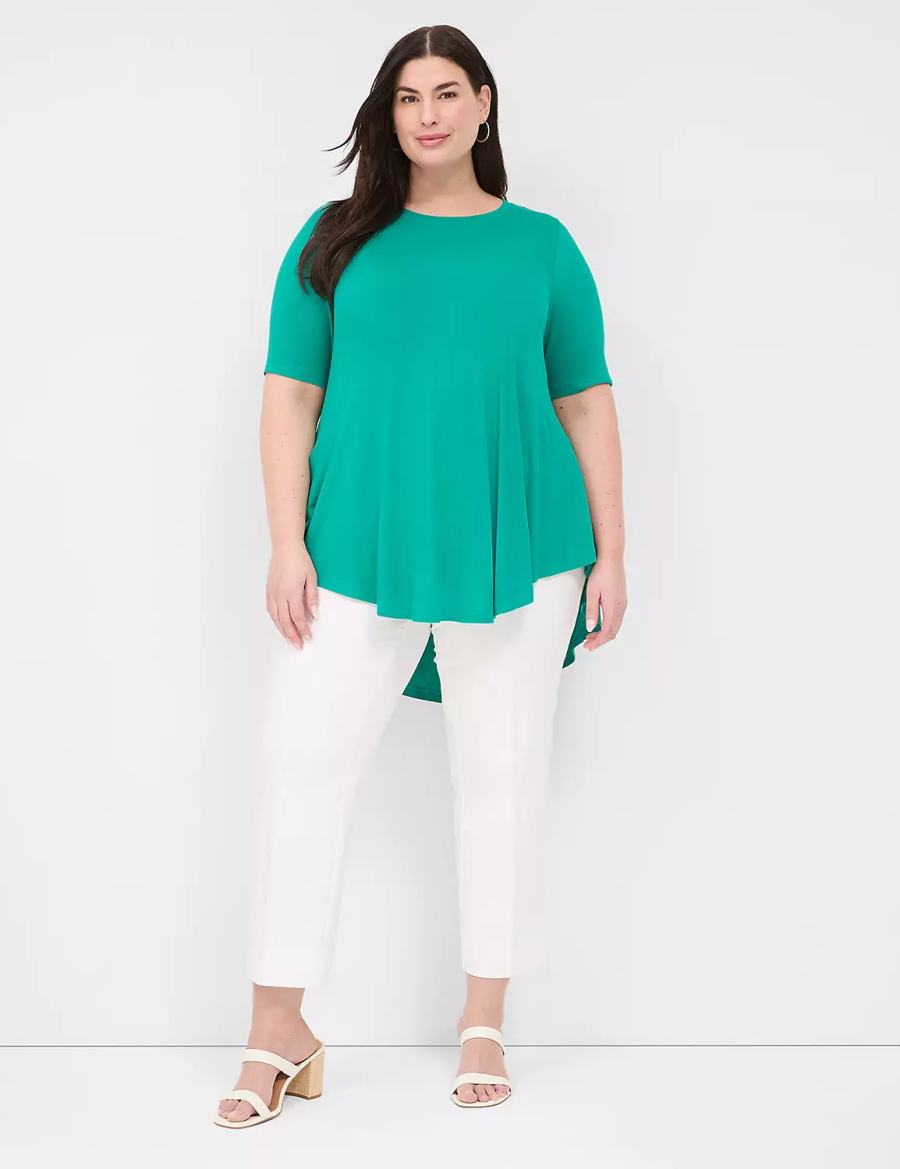 Light Turquoise Lane Bryant Max Swing Perfect Sleeve Crew-Neck Tee Women T Shirts | SUS569XZ