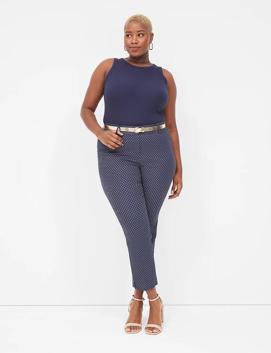 Navy Lane Bryant 4-Season Slim Ankle Women Pants | NZU2641BI