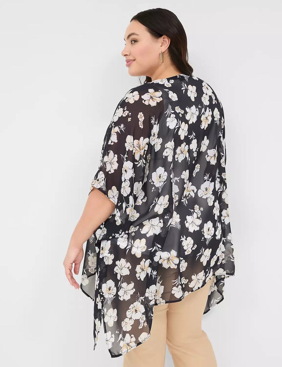 Navy Lane Bryant Chiffon Overpiece Women Robe | ZPE358WH