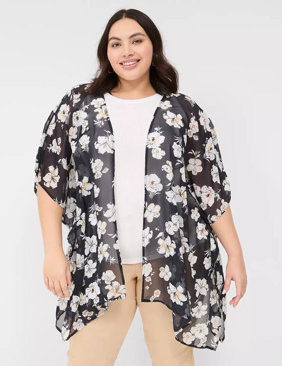 Navy Lane Bryant Chiffon Overpiece Women Robe | ZPE358WH