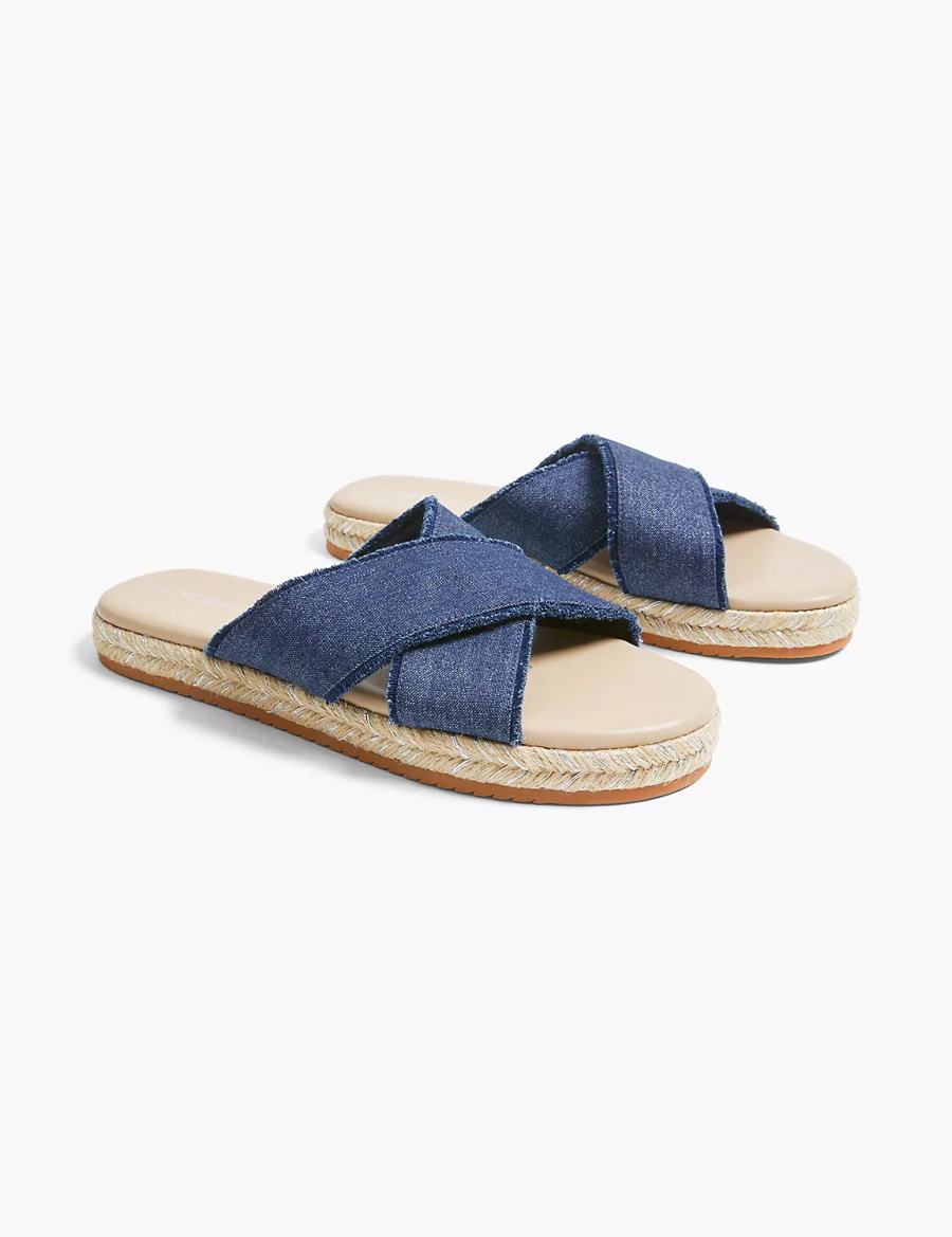 Navy Lane Bryant Dream Cloud Criss-Cross Espadrille Women Slide Sandals | UZB3929CJ