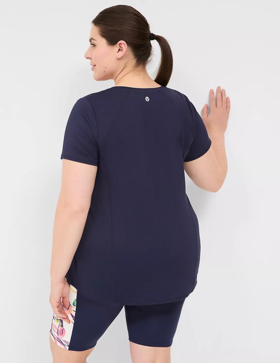 Navy Lane Bryant LIVI Wicking V-Neck Performance Tee Women T Shirts | JUS7674DS