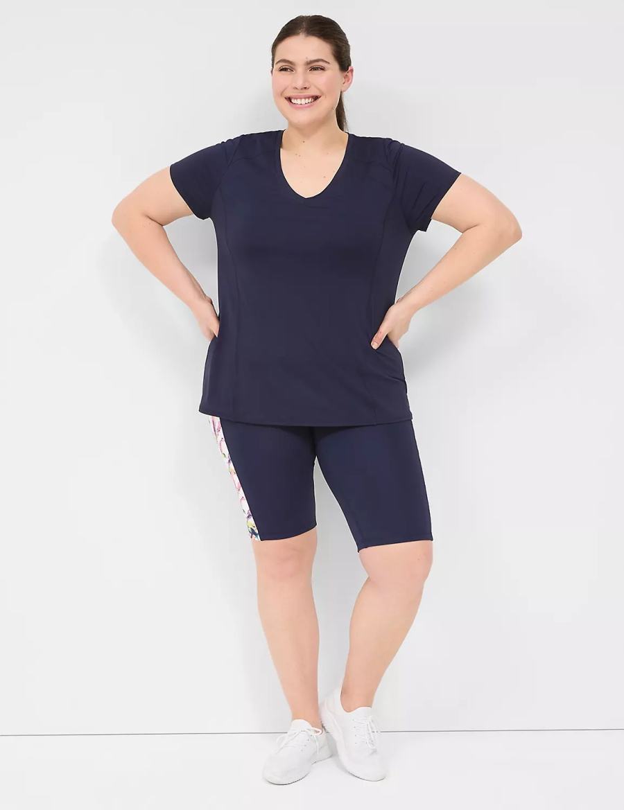 Navy Lane Bryant LIVI Wicking V-Neck Performance Tee Women T Shirts | JUS7674DS