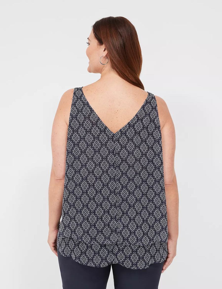 Navy Lane Bryant Swing Double-Layer Chiffon Women Tank Top | DNF3867KI