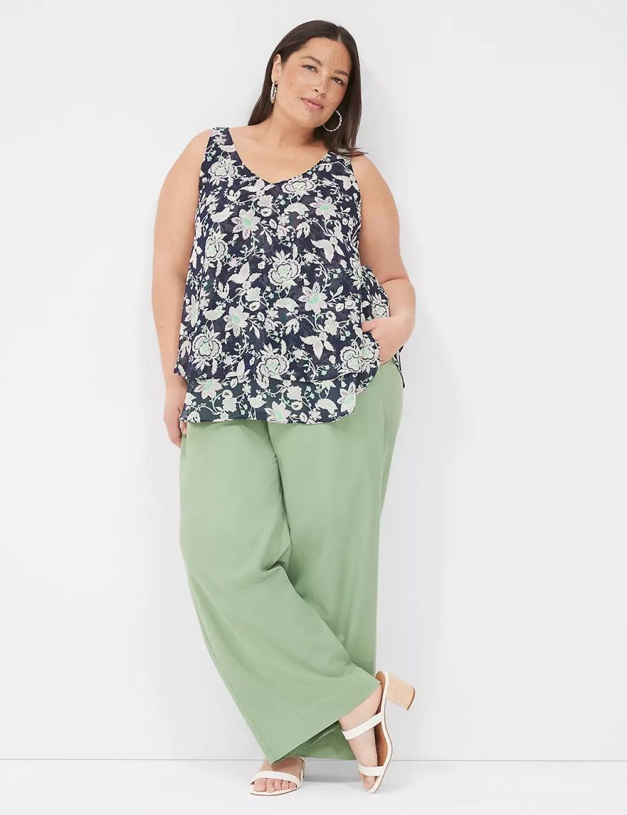 Navy Purple Lane Bryant Swing Double-Layer Chiffon Women Tank Top | EHQ5934LH