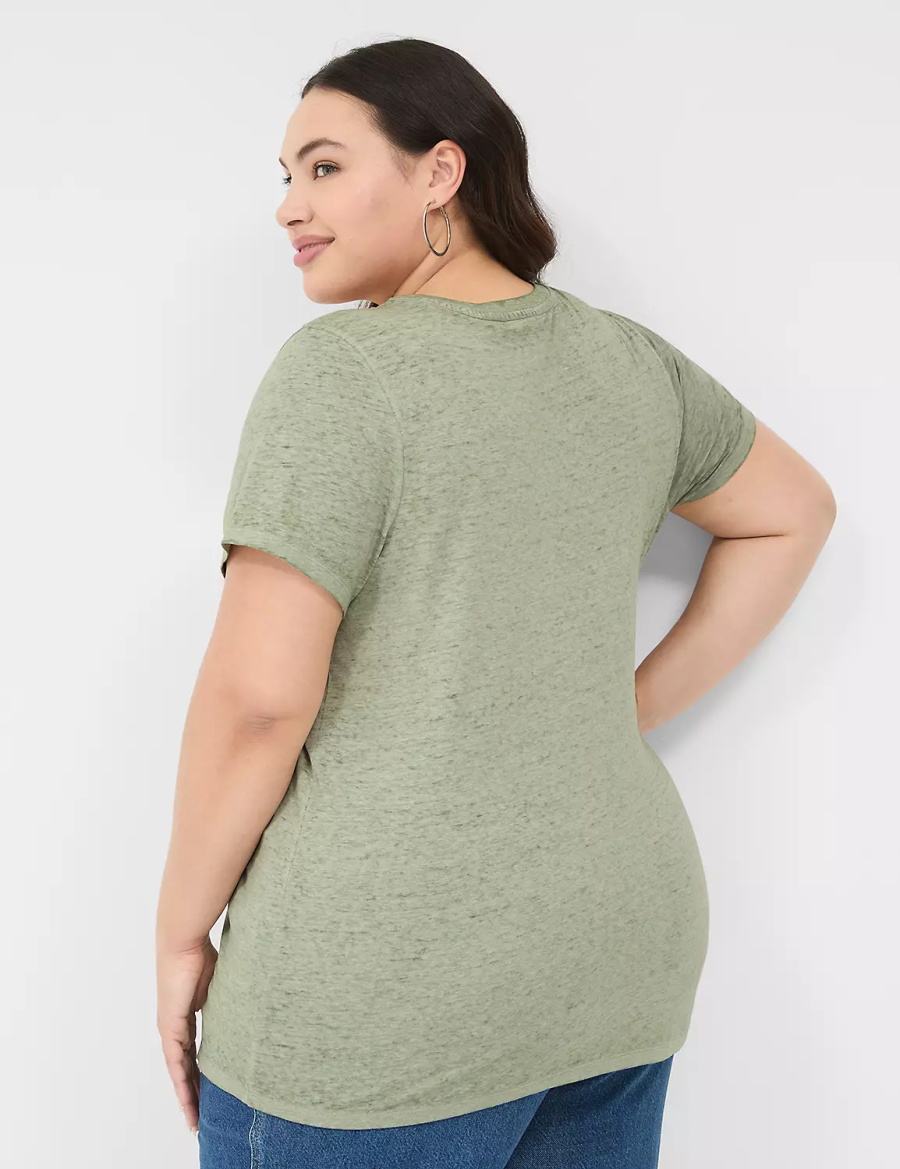 Olive Green Lane Bryant Love Graphic Tee Women T Shirts | WGT1323ED