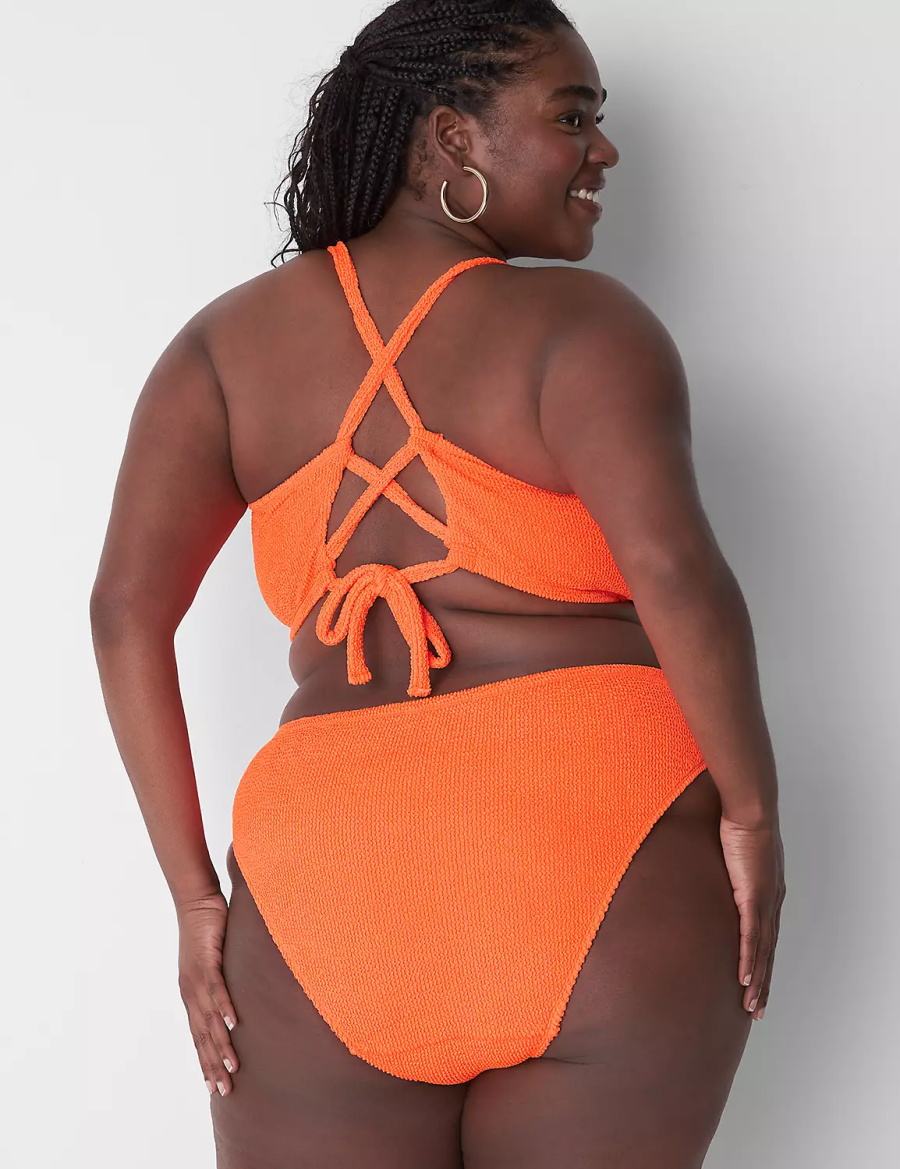 Orange Lane Bryant Crinkle High-Leg Cheeky Swim Women Bikini Bottom | NDX8070XP