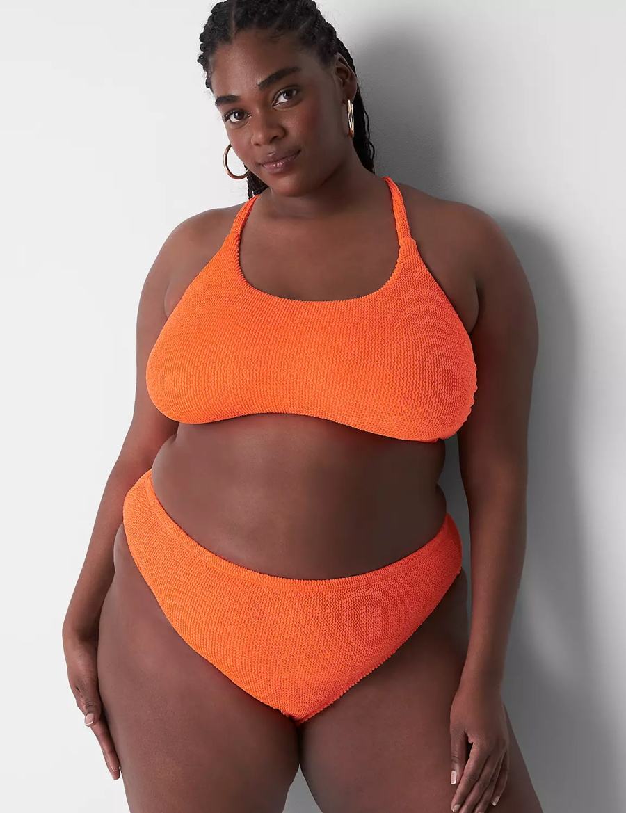 Orange Lane Bryant Crinkle High-Leg Cheeky Swim Women Bikini Bottom | NDX8070XP