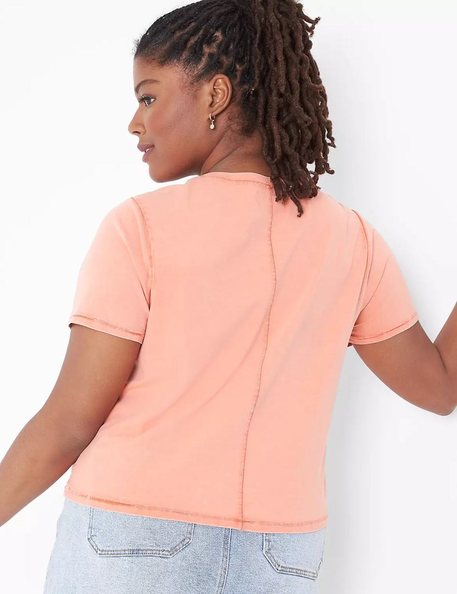 Orange Lane Bryant Crop Crew-Neck Washed Tee Women T Shirts | TQL9246LG