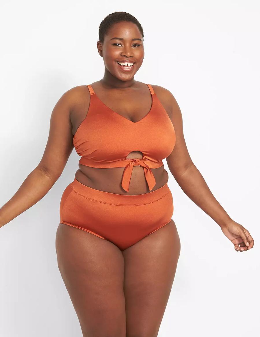 Orange Lane Bryant Shimmer Swim Women Briefs | OPQ2479NJ