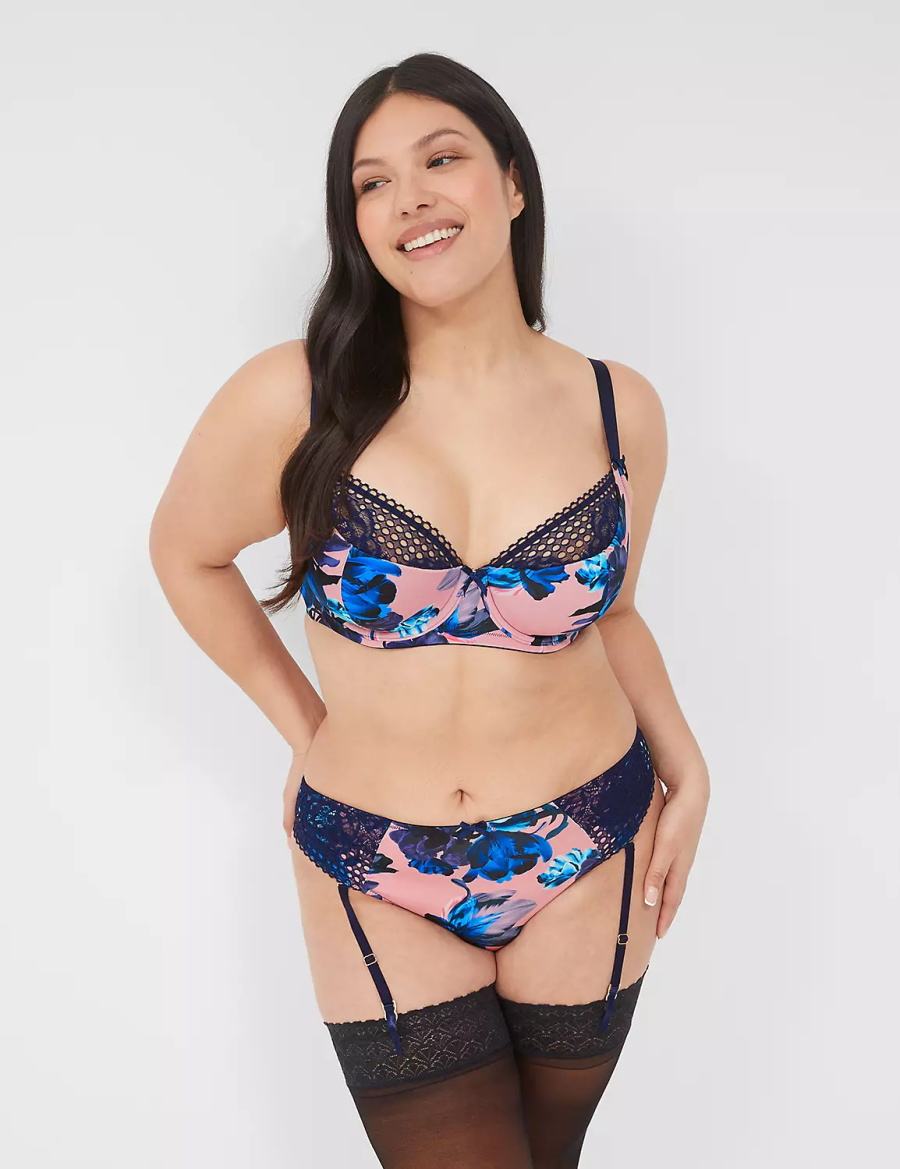 Pink Blue Black Lane Bryant Lace French Women Balconette Bra | PIK2440HN