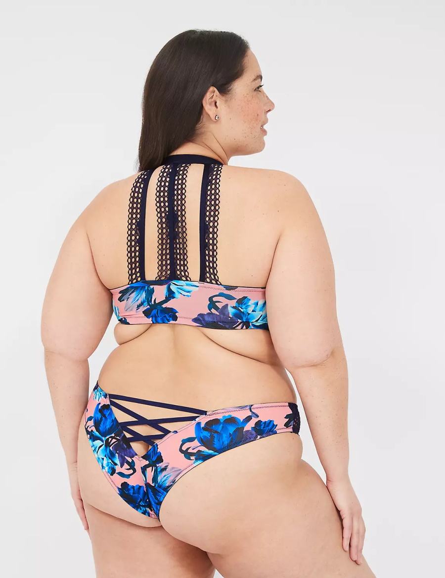 Pink Blue Lane Bryant Strappy-Back Tanga Women Briefs | MIV4965BT