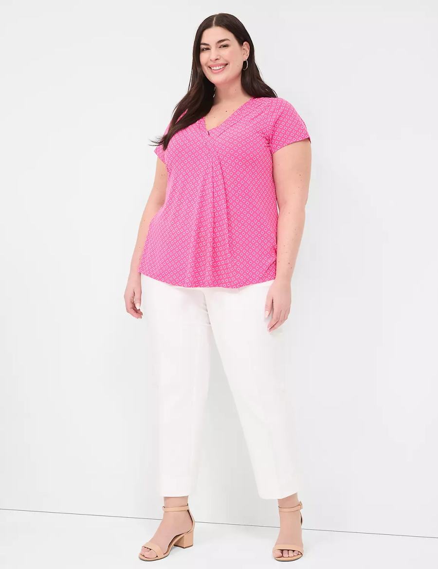 Pink Lane Bryant Cap-Sleeve Pleat-Front Top Women T Shirts | LRK237II