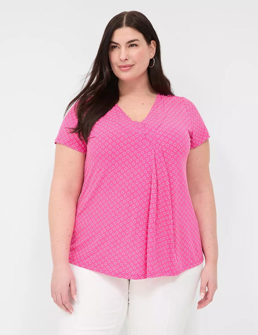 Pink Lane Bryant Cap-Sleeve Pleat-Front Top Women T Shirts | LRK237II