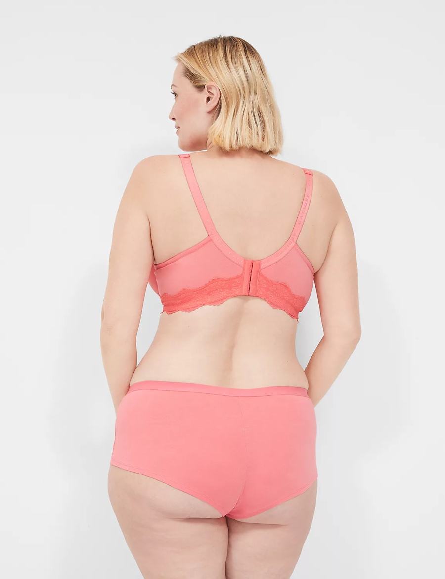 Pink Lane Bryant Cotton Boyshort With Lace Women Briefs | NNM486FJ