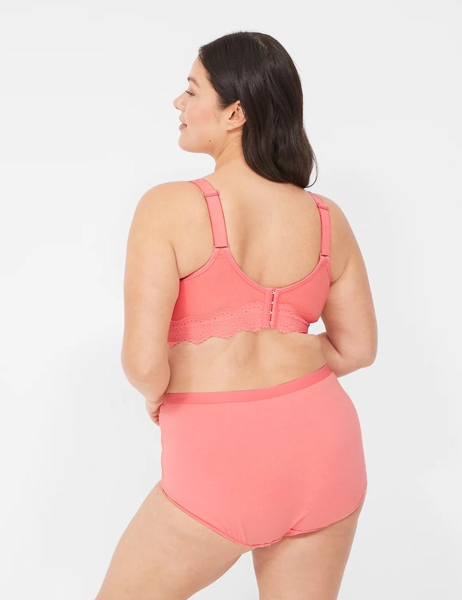 Pink Lane Bryant Cotton Full with Lace Waist Women Briefs | ZJD552RQ