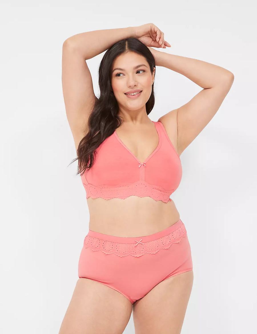 Pink Lane Bryant Cotton Full with Lace Waist Women Briefs | ZJD552RQ