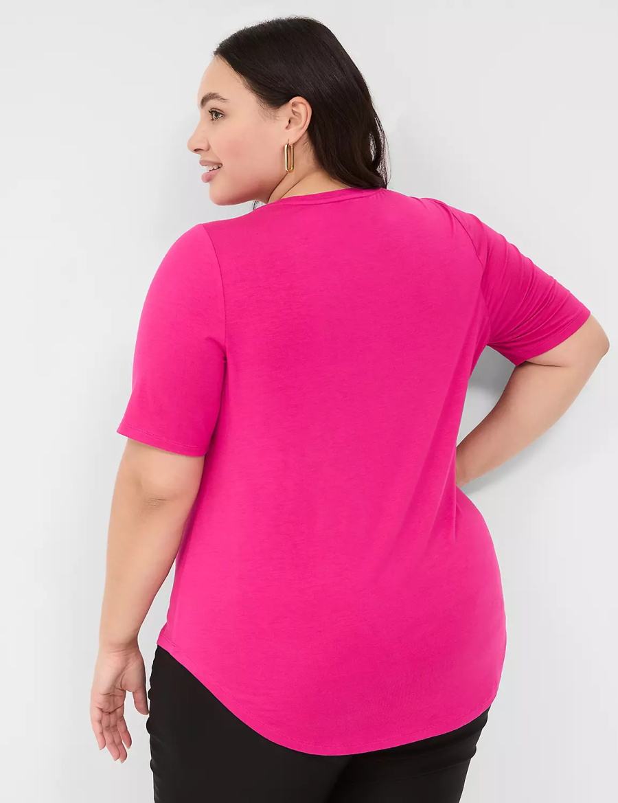 Pink Lane Bryant Curved-Hem Perfect Sleeve Tee Women T Shirts | ZGE333MY