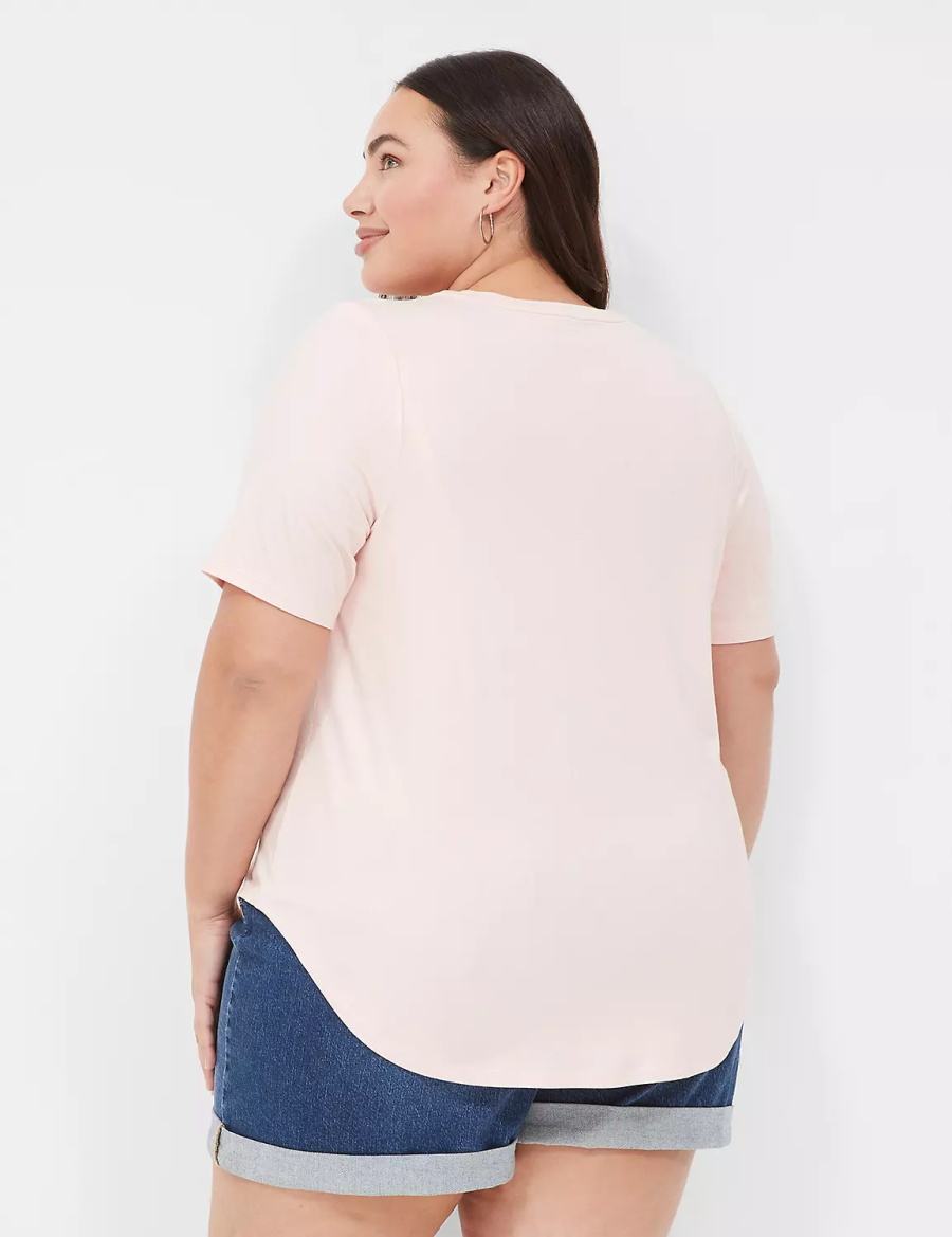 Pink Lane Bryant Curved-Hem Perfect Sleeve Tee Women T Shirts | CYY376AX