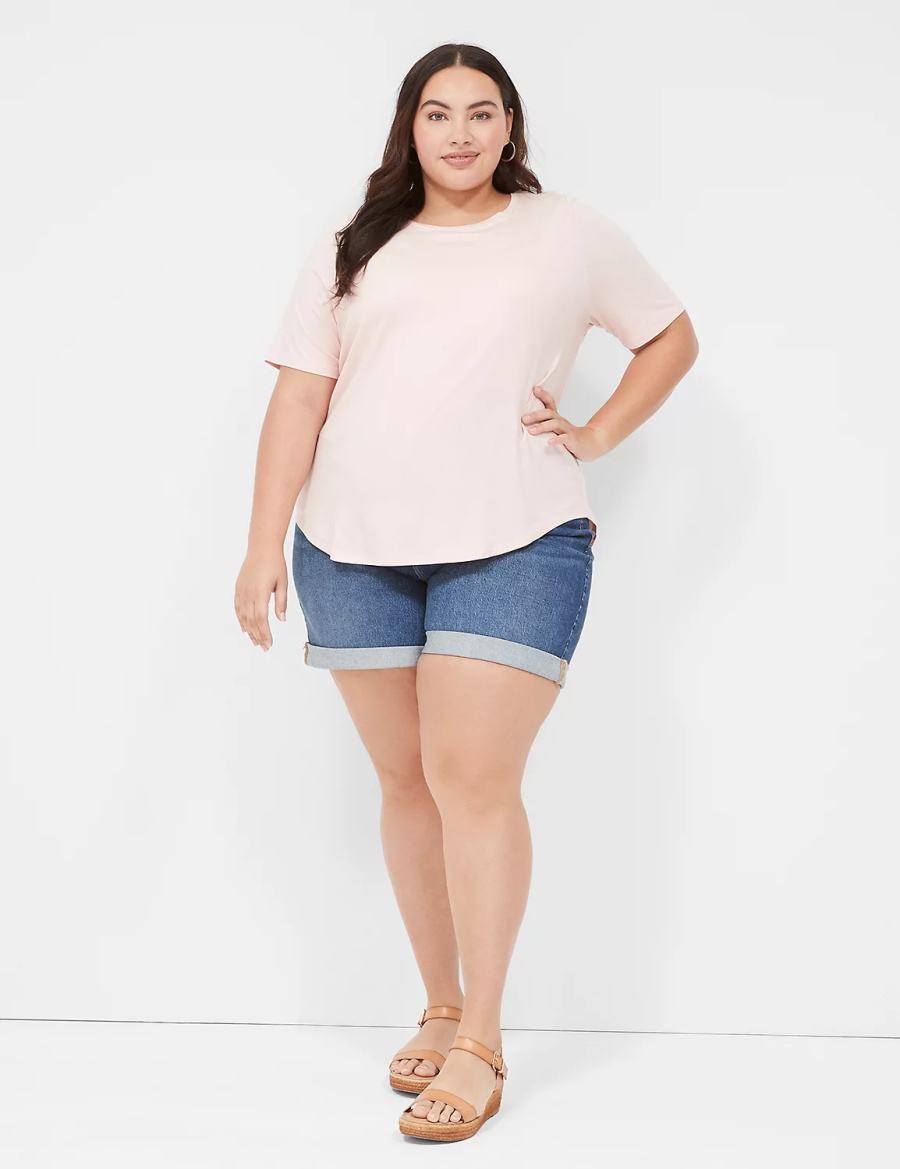 Pink Lane Bryant Curved-Hem Perfect Sleeve Tee Women T Shirts | CYY376AX