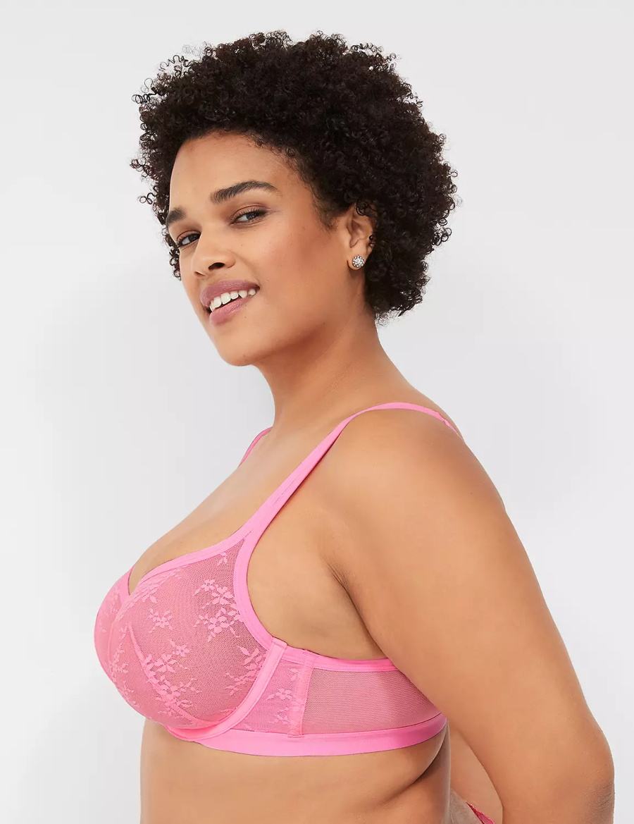 Pink Lane Bryant Delicate Lace Unlined Square-Neck Women T-Shirt Bra | MCG10072QH