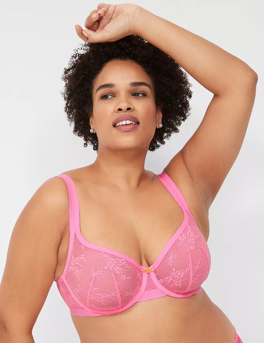 Pink Lane Bryant Delicate Lace Unlined Square-Neck Women T-Shirt Bra | MCG10072QH