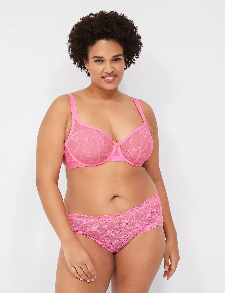 Pink Lane Bryant Delicate Lace Unlined Square-Neck Women T-Shirt Bra | MCG10072QH