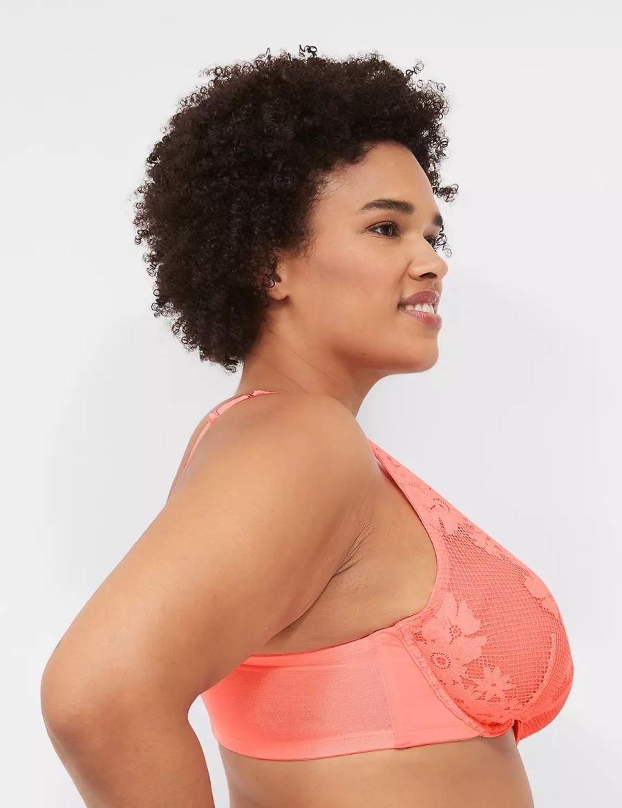 Pink Lane Bryant Fishnet Lace Plunge Women Unlined Bra | NCW2533QY