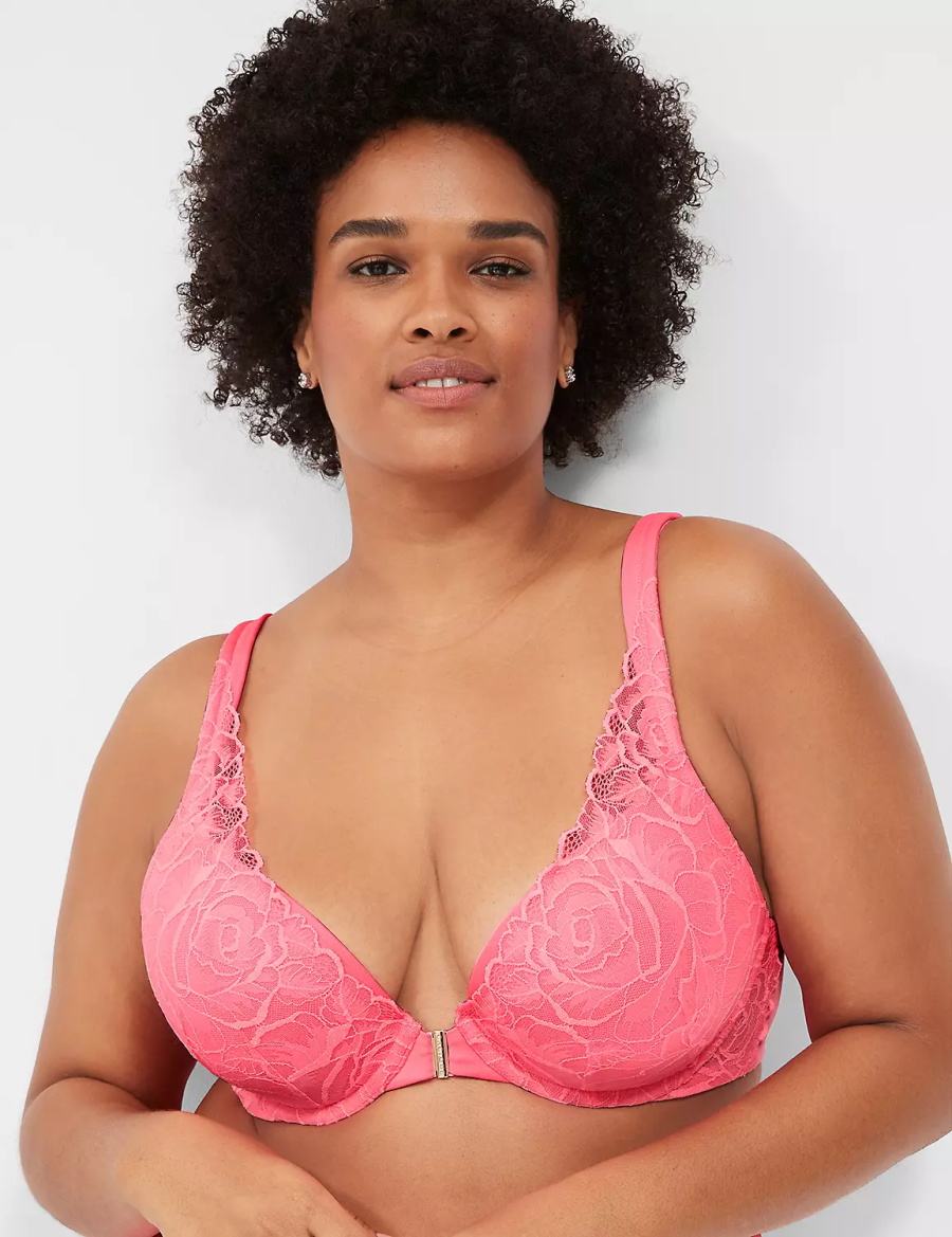 Pink Lane Bryant Front-Close Smooth Boost Plunge Women Bralettes | CWG1266BT