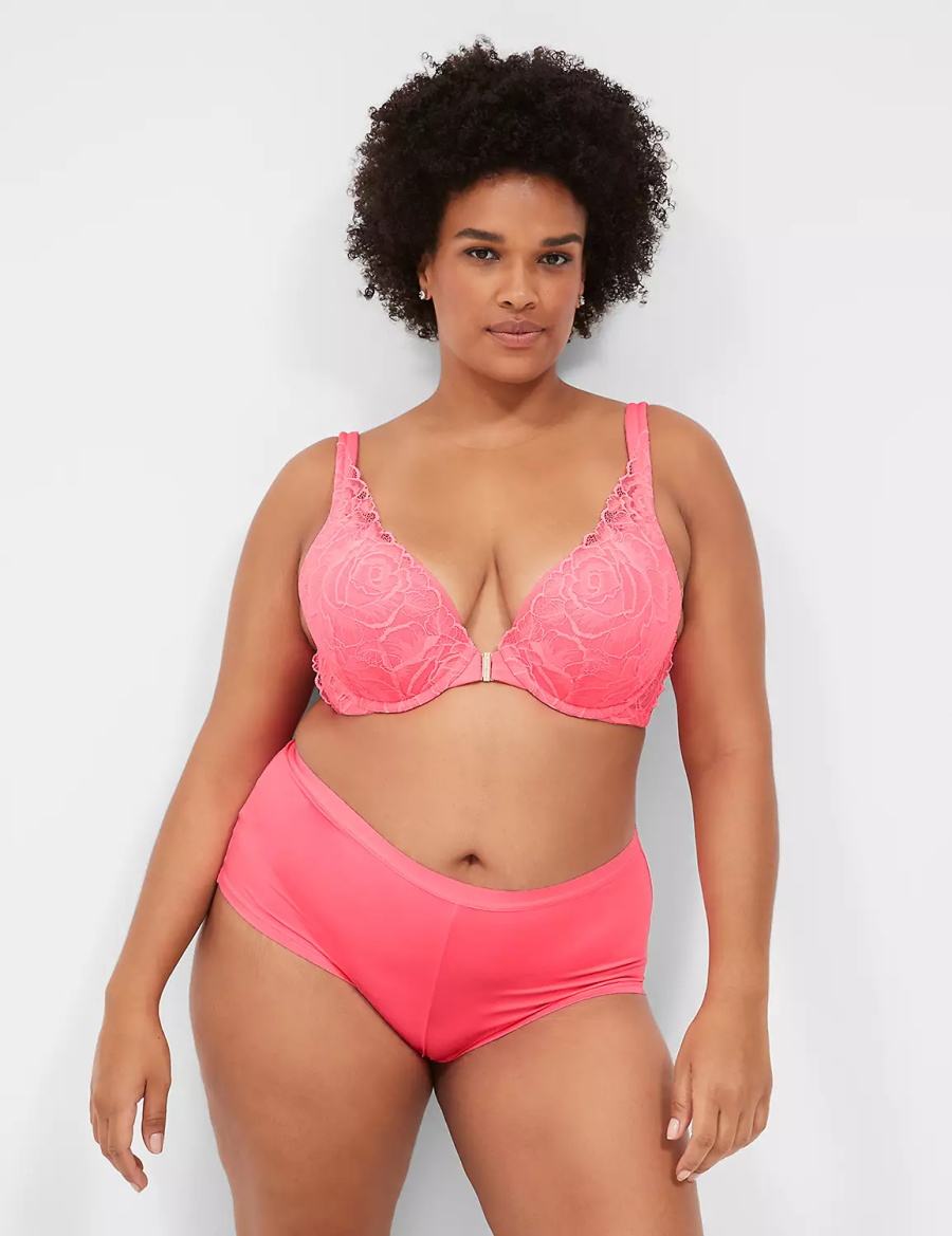 Pink Lane Bryant Front-Close Smooth Boost Plunge Women Bralettes | CWG1266BT